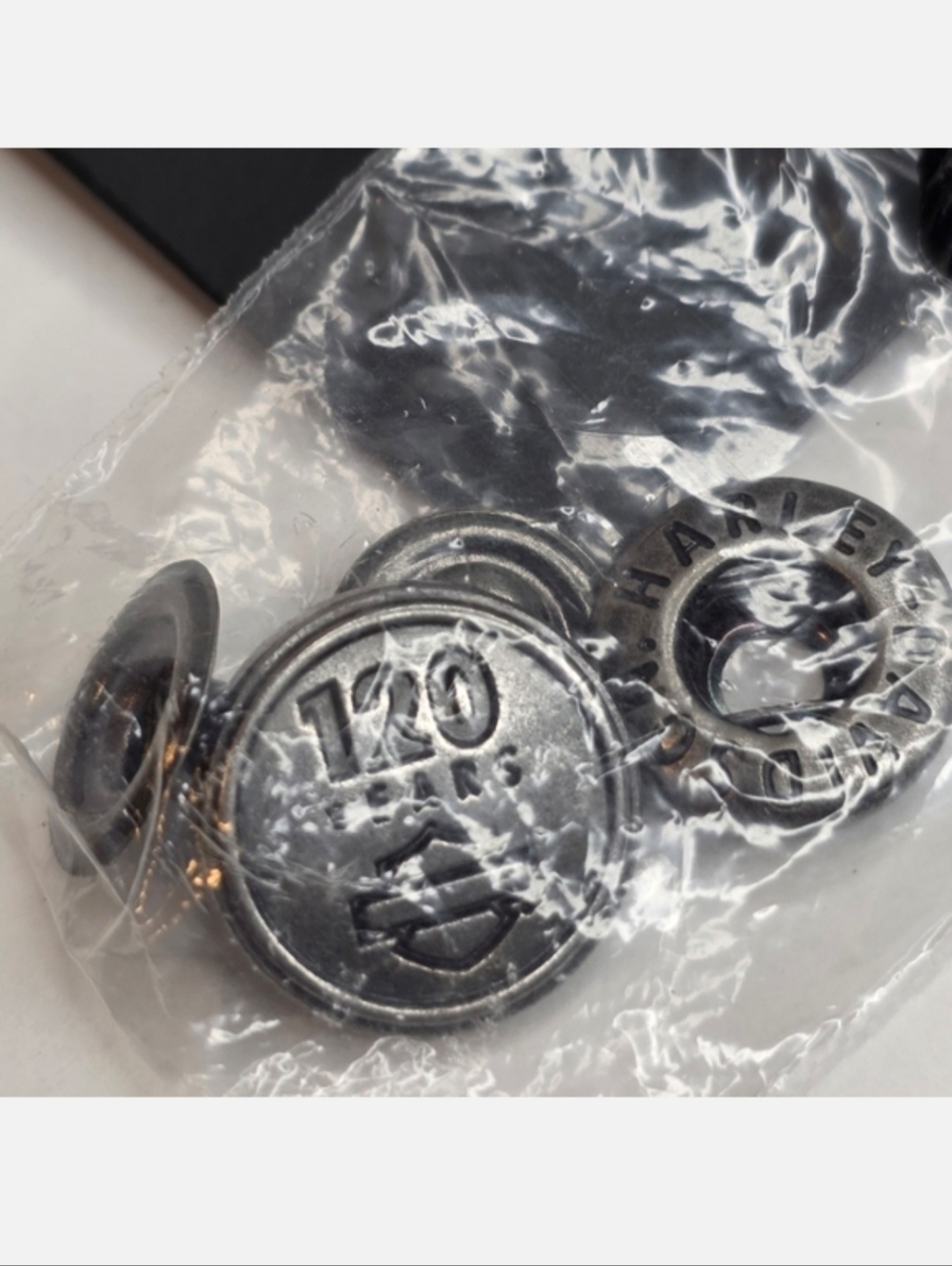 Harley Davidson Limited Edition 120th Anniversary Silver Snap Button Set Of 2 - Picture 3 of 4